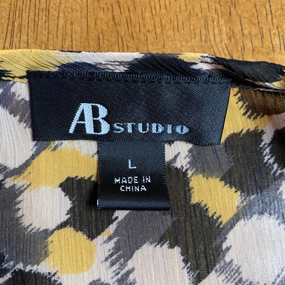 ABStudio Yellow & Black blouse attached cami L - Picture 6 of 8